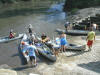 Moored, gathering up belonging's
