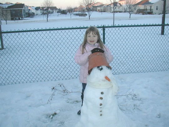 Sianna and her snow-man, 24 January 2005