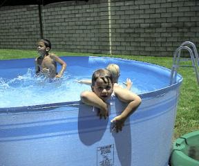 Daniel swimming with friends